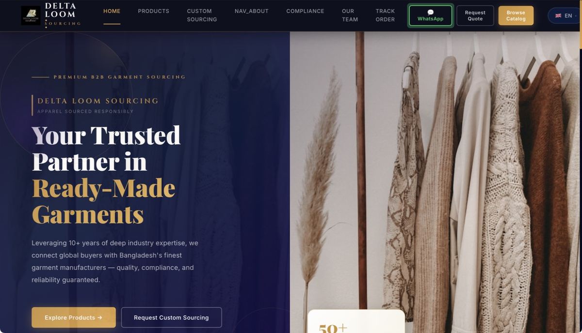 Delta Loom Sourcing: homepage built by Delta Nexus